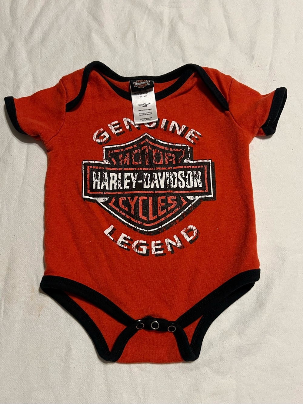Harley-Davidson Genuine Legend Infant Creeper Red & Black Baby Bodysuit